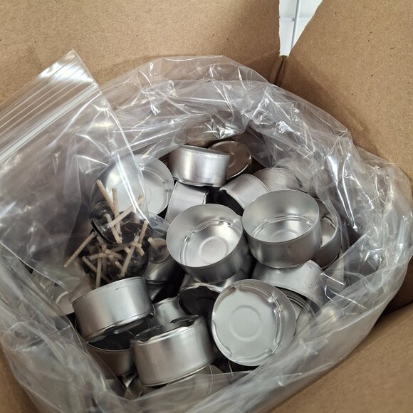 50 Tall Metal Tea Light Cups Kit With 50 Wicks Aluminum Dia37.5 mm x Height 20mm - Picture 1 of 9